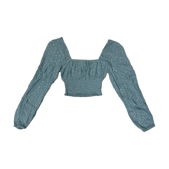 La Hearts Tops - PacSun LA Hearts Blue Floral Long Sleeve Top